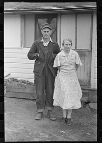 Mr. & Mrs. Austin Fretty on their farm near Armstrong, Iowa. The land is rented from a loan company, and they have started farming with the help of a resettlement loan by Russell Lee