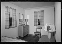 [Untitled photo, possibly related to: Bedroom in the model house at Greendale, Wisconsin] by Russell Lee