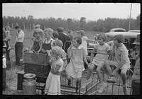 Group of children at S.W. Sparlin sale, Orth, Minnesota by Russell Lee