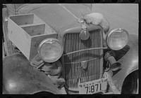 Front of fruit peddler's car, market, San Antonio, Texas by Russell Lee