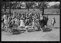 Mass jumping of rope by schoolchildren, San Augustine, Texas by Russell Lee
