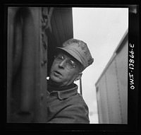 [Untitled photo, possibly related to: Freight operations on the Indiana Harbor Belt Railroad between Chicago, Illinois and Hammond, Indiana. Engineer Joseph Stites]. Sourced from the Library of Congress.
