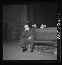 Chicago, Illinois. Sailor asleep in the waiting room of the Union Station. Sourced from the Library of Congress.
