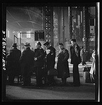 Chicago, Illinois. Lining up for train reservations in the concourse at the Union Station. Sourced from the Library of Congress.