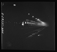 [Untitled photo, possibly related to: Chicago, Illinois. A Baltimore and Ohio Railroad train about to depart from the Union Station via the Alton Road to Saint Louis]. Sourced from the Library of Congress.