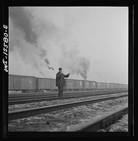 Calumet City, Illinois. Switchmen at Calumet City yard of the Indiana Harbor Belt Railroad. Sourced from the Library of Congress.