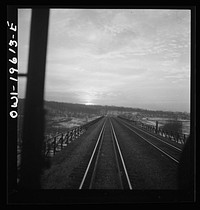 Fort Madison, Iowa. Leaving the Atchison, Topeka, and Santa Fe Railroad yard early in the morning. Sourced from the Library of Congress.