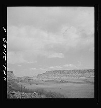 McCartys (vicinity), New Mexico. Passing by an Indian reservation along the Atchison, Topeka and Santa Fe Railroad between Belen and Gallup, New Mexico. Sourced from the Library of Congress.