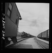 Victorville, California. Going through the town on the Atchison, Topeka and Santa Fe Railroad between Barstow and San Bernardino, California. Sourced from the Library of Congress.