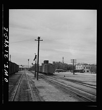 Victorville, California. Going through the town on the Atchison, Topeka and Santa Fe Railroad between Barstow and San Bernardino, California. Sourced from the Library of Congress.
