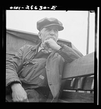 Cicero, Illinois. A switchman at Clyde yard of the Chicago, Burlington and Quincy Railroad. Sourced from the Library of Congress.