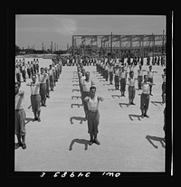 Daniel Field, Georgia. Air Service Command. Enlisted men going through the calisthenics routine. Sourced from the Library of Congress.