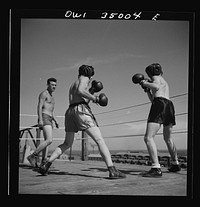 Daniel Field, Georgia. Air Service Command. A boxing match, part of the physical training program. Sourced from the Library of Congress.