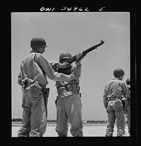 Daniel Field, Georgia. Air Service Command. Learning how to use the Thompson submachine gun. Firing from a standing position. Sourced from the Library of Congress.