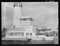 [Untitled photo, possibly related to: Even the gas stations are on an elaborate scale, often modern in design, resembling hotels. Miami Beach, Florida]. Sourced from the Library of Congress.