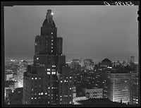 A rainy evening in New York City looking west toward Hudson River from University Place. Sourced from the Library of Congress.