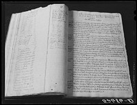 The first page of the minute Docket of Granville County. A record of the court of pleas and quarter sessions from 1754 to October 16, 1770. Book one. This is in the vault for records opening from clerk of court office. Granville County Courthouse Oxford, North Carolina. Sourced from the Library of Congress.