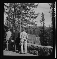 Willamette National Forest, Lane County, Oregon. Tourists at the Salt River falls by Russell Lee