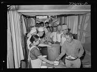 Nyssa, Oregon. FSA (Farm Security Administration) mobile camp. Cooperative mess hall of the Japanese-Americans by Russell Lee