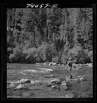 [Untitled photo, possibly related to: Custer County, Idaho. Fishing in the Salmon River] by Russell Lee