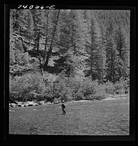 [Untitled photo, possibly related to: Custer County, Idaho. Fishing in the Salmon River] by Russell Lee