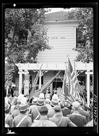 In front of the I.D.E.S.I. hall on the day the Portuguese-Americans had their Festival of the Holy Ghost at Novato, California by Russell Lee