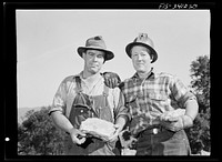 Kern County, California. The McKee brothers, owners and operators of the Tugsten Chief Mine and mill by Russell Lee