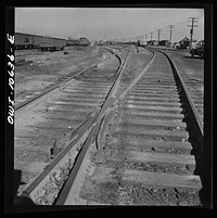 [Untitled photo, possibly related to: Chicago, Illinois. General view of south classification yard at an Illinois Central Railroad yard]. Sourced from the Library of Congress.