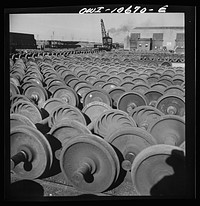Chicago, Illinois. Outside the locomotive shop at an Illinois Central Railroad yard. Sourced from the Library of Congress.