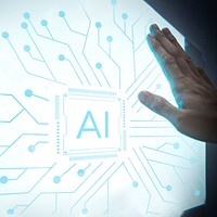 Futuristic AI technology microchip psd advanced innovation digital remix
