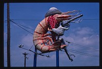 Christie&#39;s Restaurant sign, cowboy shrimp, Houston, Texas (1983) photography in high resolution by John Margolies. Original from the Library of Congress. 