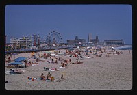 Beach, boardwalk overall, Asbury Park, New Jersey (1978) photography in high resolution by John Margolies. Original from the Library of Congress. 