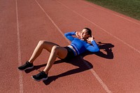 Female athlete crunching 