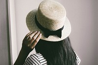Free woman wears white hat image, public domain people CC0 photo.