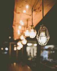 Free light bulb light in restaurant image, public domain design CC0 photo.