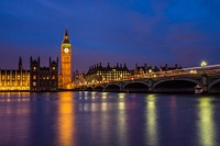 Free view of Westminster bridge and Big Ben in London image, public domain CC0 photo.