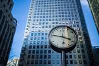 Free retro big clock outside building image, public domain CC0 photo.