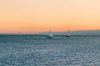 Sailboats on Water Sunset 