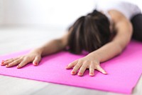 Free woman doing yoga pose photo, public domain sport CC0 image.