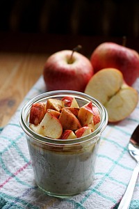 Free homemade sliced fresh apple yogurt image, public domain fruit CC0 photo.