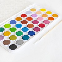 Watercolor paint palette background, free public domain CC0 photo.