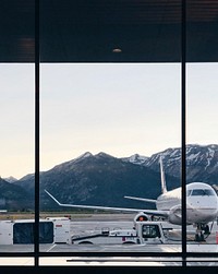 Free airplane in the airport image, public domain traveling CC0 photo.