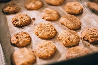 Freshly baked cookies in the oven. Free public domain CC0 photo.