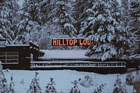 Free neon sign on snow cabin  image, public domain CC0 photo.