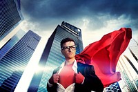 Businessman in superhero costume