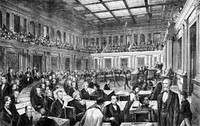 Vintage print &quot;The Senate of the United States&quot; published in 1874 by <a href="https://www.rawpixel.com/search/Fields%2C%20Osgood%20%26%20Co?&amp;page=1">Fields, Osgood &amp; Co</a>. Original from New York public library. Digitally enhanced by rawpixel.