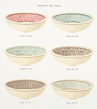Vintage Illustration of decorated wash basins published in 1884 by <a href="https://www.rawpixel.com/search/J.L.%20Mott%20Iron%20Works?&amp;page=1">J.L. Mott Iron Works</a>. Original from New York public library. Digitally enhanced by rawpixel.