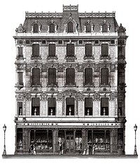 Vintage illustration of Architecture in Piccadilly published in 1870 by <a href="https://www.rawpixel.com/search/Arthur%20Cates?&amp;page=1">Arthur Cates </a>(1829-1901).