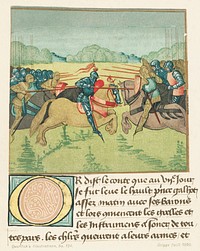 Vintage illustrations of Palamedes in the tournament of Soreloys and Lancelot and Tristan in the tournament at Louvezep published in 1890 by <a href="https://www.rawpixel.com/search/William%20Griggs?&amp;page=1">William Griggs</a> (1832-1911). Original from New York public library. Digitally enhanced by rawpixel.