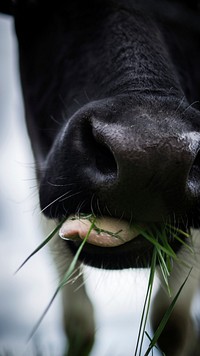 Cow eating grass image, free public domain CC0 photo.